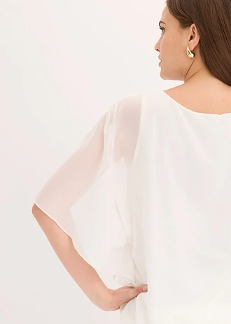 Chiffon blouse met ondershirt • parelwit-olijfgroen met print • bonprix online shop