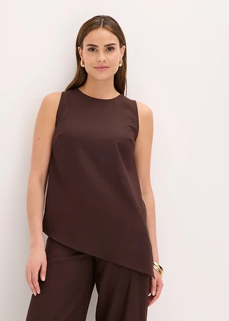 Top en lin mélangé • marron foncé • Boutique bonprix