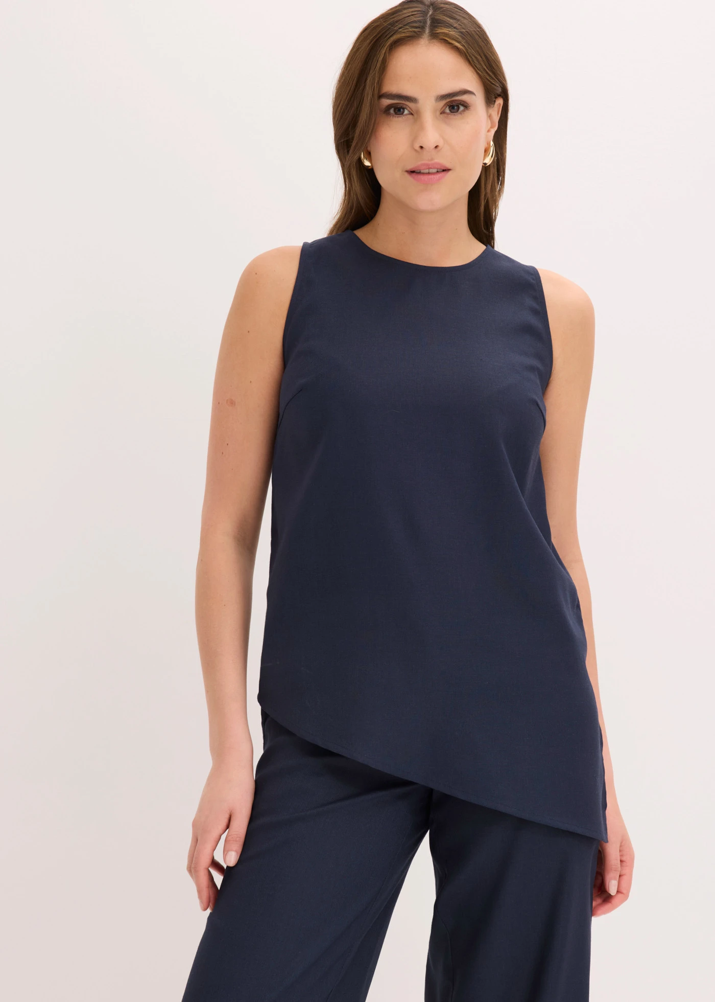 Top met linnenmix • donkerblauw • bonprix online shop