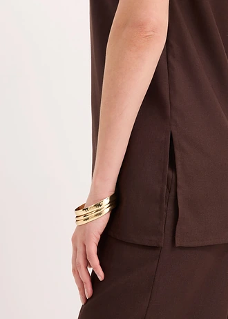 Top met linnenmix • donkerbruin • bonprix online shop