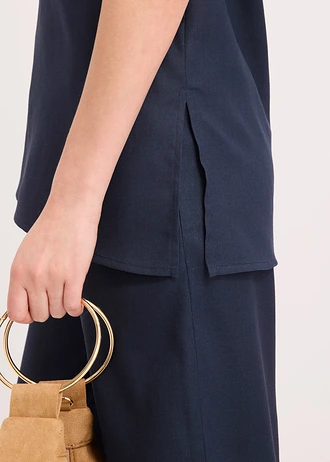 Top met linnenmix • donkerblauw • bonprix online shop