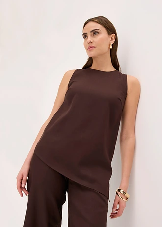 Top en lin mélangé • marron foncé • Boutique bonprix