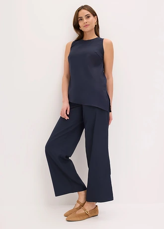 Top en lin mélangé • bleu foncé • Boutique bonprix