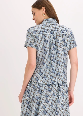 Blouse met korte mouwen met viscose • lichtblauw-donkerblauw grafische print • bonprix online shop