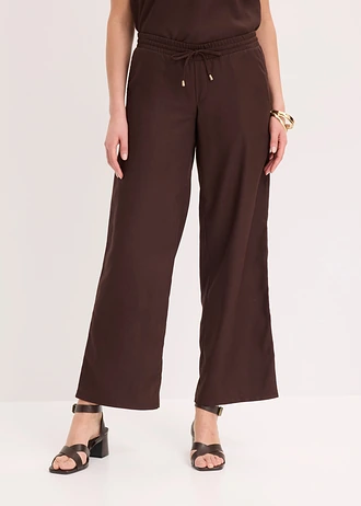 Pantalon large à pinces • marron foncé • Boutique bonprix