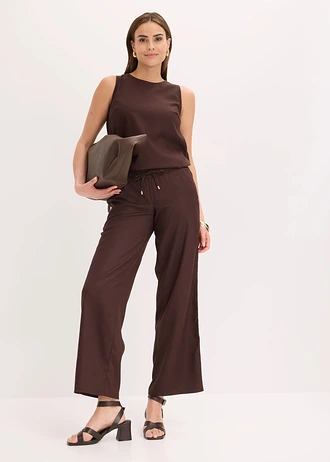 Pantalon large à pinces • marron foncé • Boutique bonprix