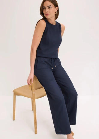 Pantalon large à pinces • bleu foncé • Boutique bonprix