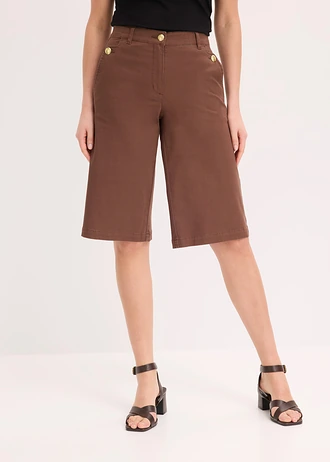 Bermudy Wide Leg z elastického keprového materiálu • hnědá • bonprix obchod