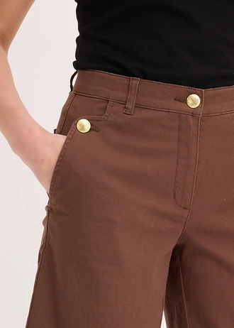 Bermudy Wide Leg z elastického keprového materiálu • hnědá • bonprix obchod