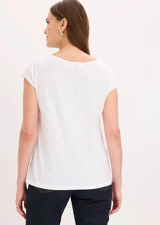 T-shirt avec sequins • blanc-vert pâle-olive imprimé • Boutique bonprix
