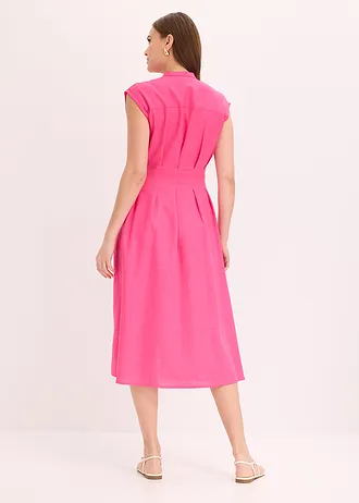 Robe midi légère en lin mélangé, Couleur: fuchsia