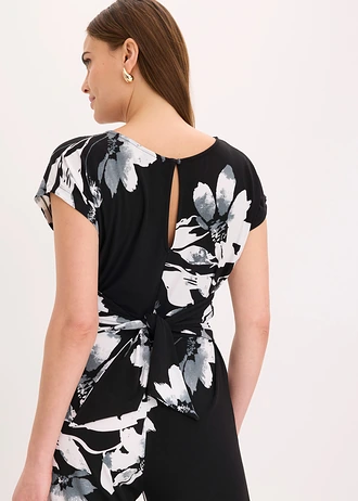 Jumpsuit met palmenprint • zwart-wit met print • bonprix online shop