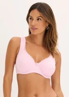 Biustonosz na fiszbinach z bawełną organiczną (3 szt.) • szary granitowy+jasnoróżowy kryształowy+ziemny oliwkowy • sklep bonprix