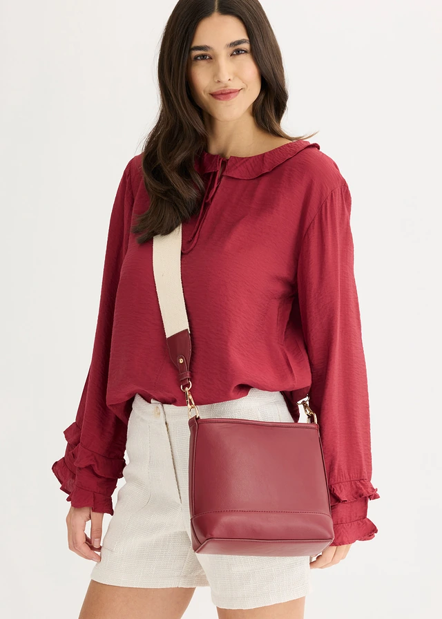 Petit sac à bandoulière à sangles interchangeables, Couleur: rouge rubis