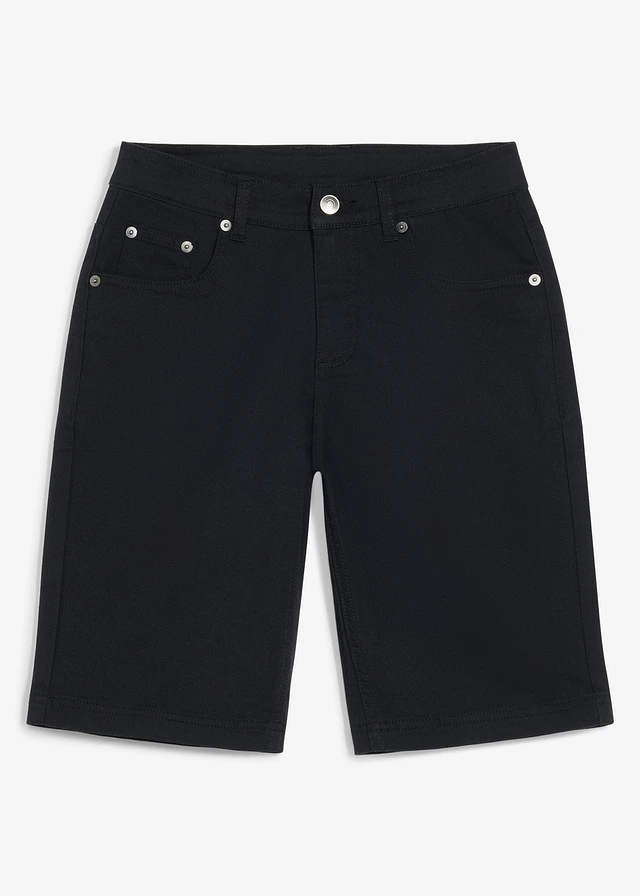 Stretch bermuda met verstelbare band, regular fit • zwart • bonprix online shop