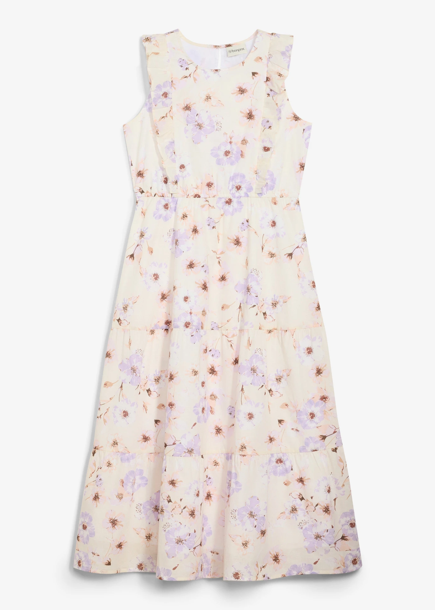 Rochie maxim din bumbac 100% • bej natur/liliachiu pastel înflorat • magazin bonprix