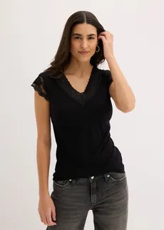 T-shirt doux en viscose extensible, Couleur: noir