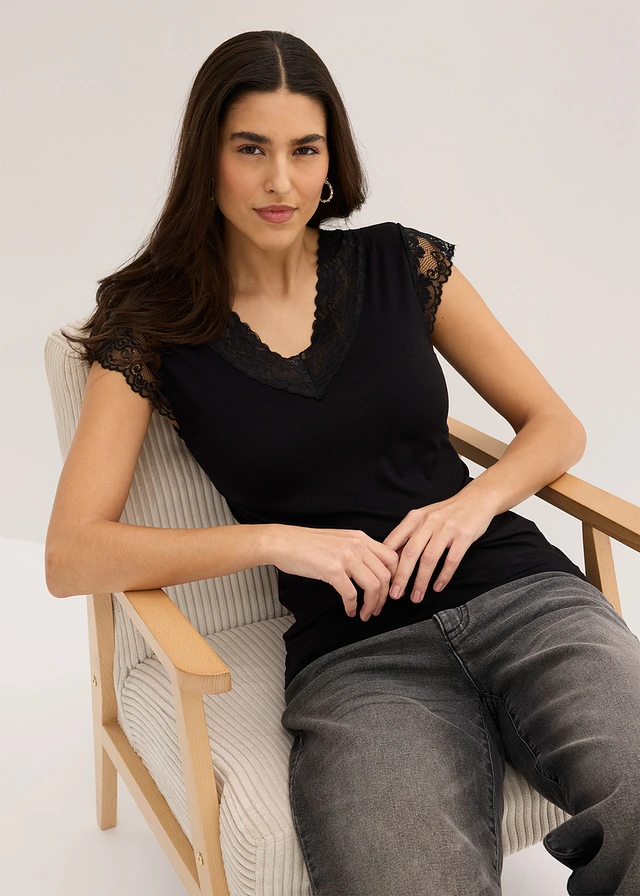 T-shirt doux en viscose extensible • noir • product-page.page-title-suffix