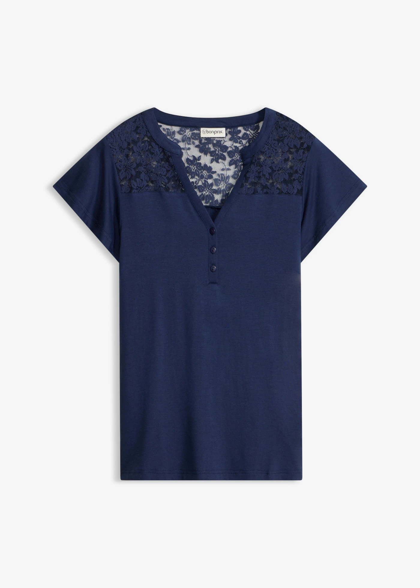 Bluză henley din amestec cu viscoză • bleumarin • magazin bonprix