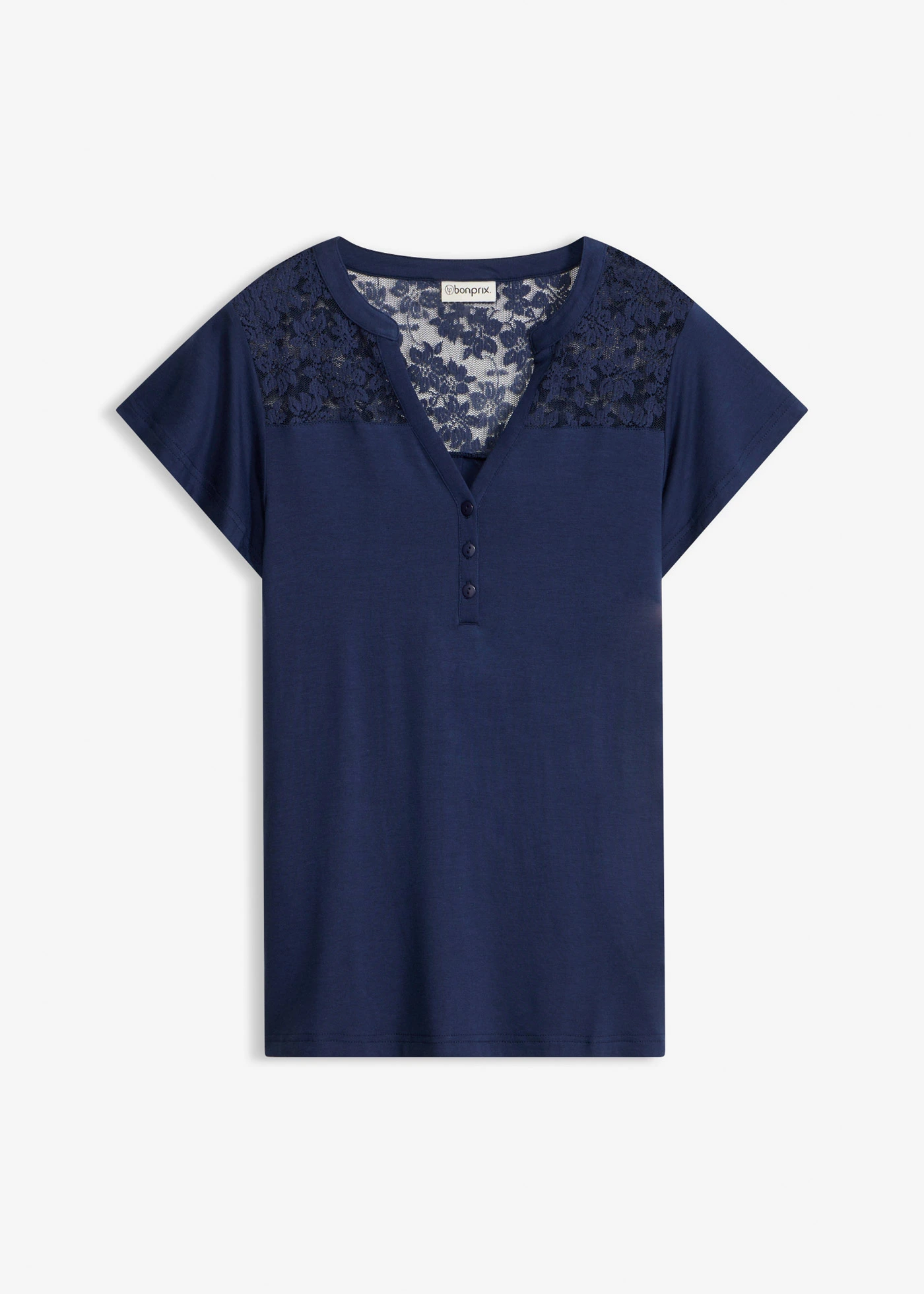 Henley shirt in een viscosemix • donkerblauw • bonprix online shop