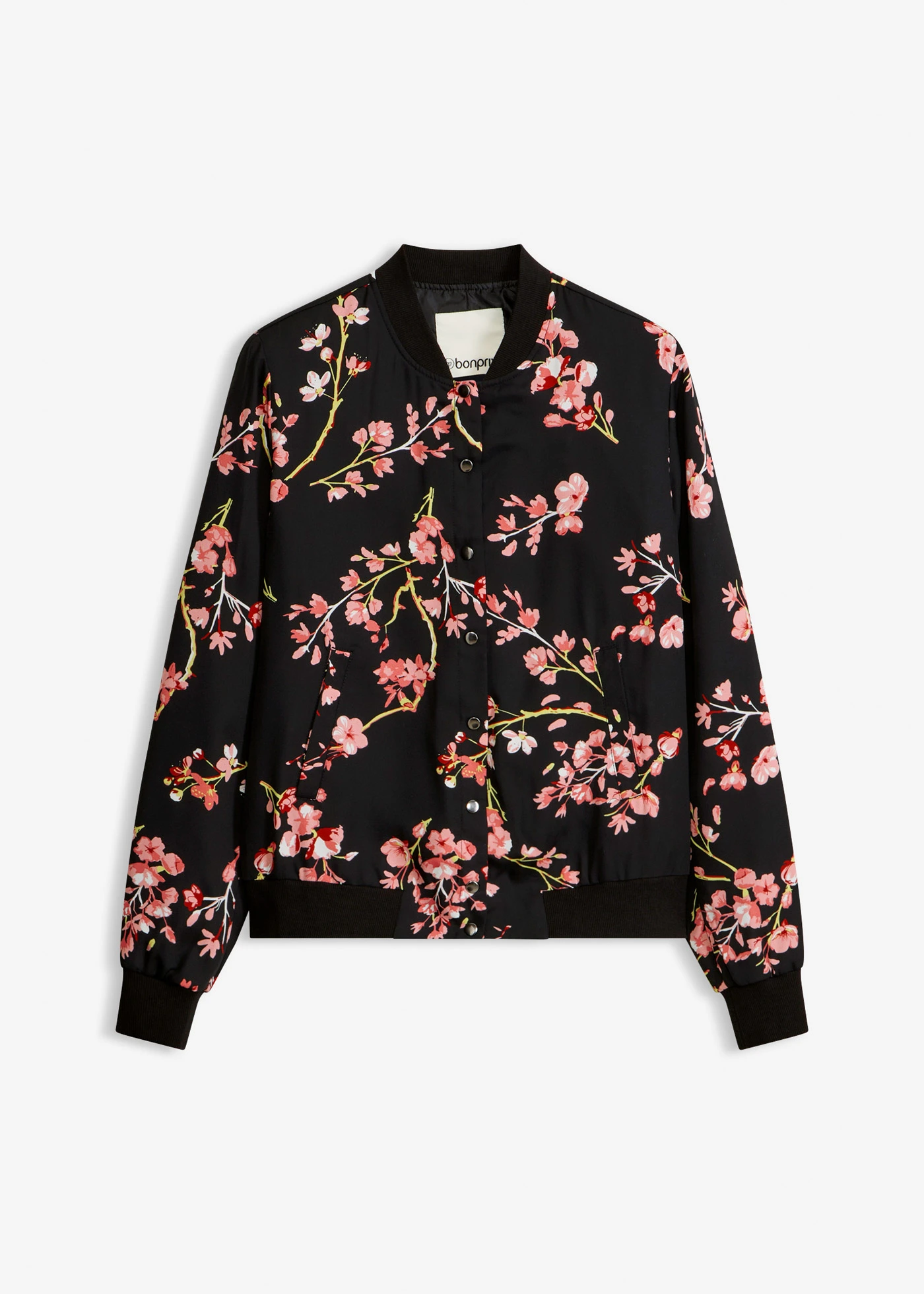 Blouson court • noir-rose floral • Boutique bonprix