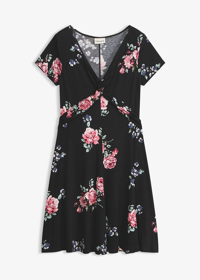 Robe en jersey viscose, Couleur: noir floral
