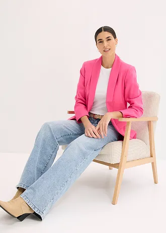 Lange blazer in een viscosemix, Kleur: pinklady