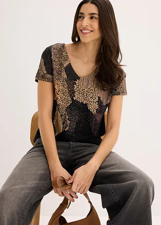 Shirt in een visosemix • zwart grafische print • bonprix online shop