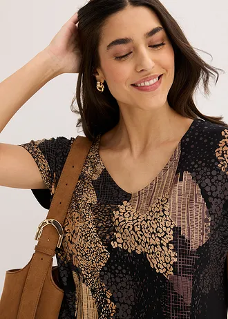 Shirt in een visosemix • zwart grafische print • bonprix online shop