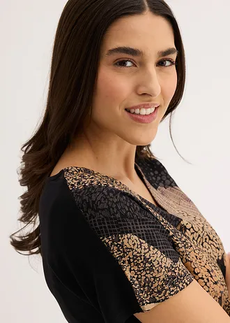 T-shirt doux en viscose extensible • noir graphique • Boutique bonprix