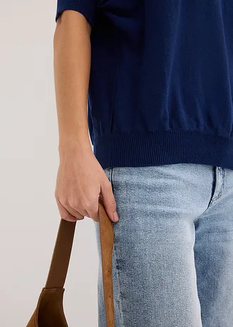 Svetr z jemné pleteniny z bavlněné směsi • intenzivní modrá • bonprix obchod