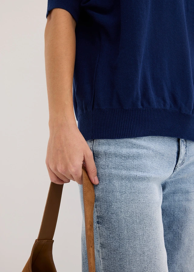 Pull en fine maille de coton mélangé • bleu profond • product-page.page-title-suffix