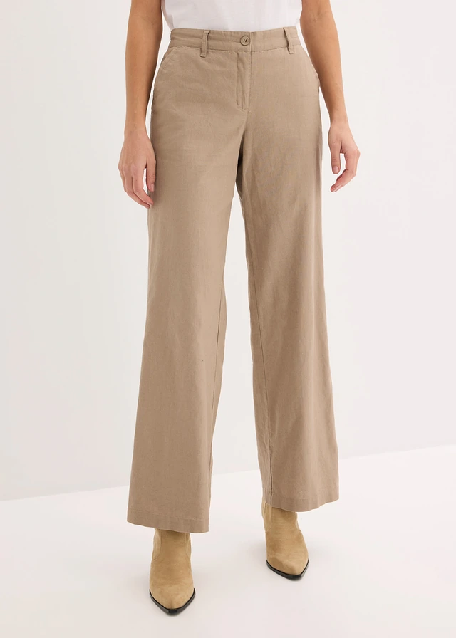 Pantalon tissé en lin et coton • taupe • product-page.page-title-suffix