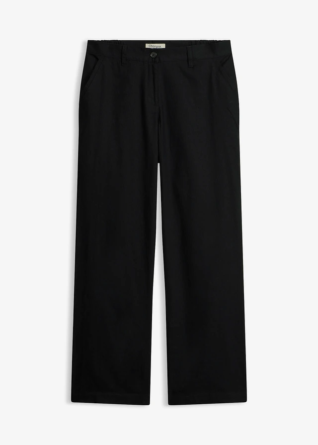 Pantalon tissé en lin et coton