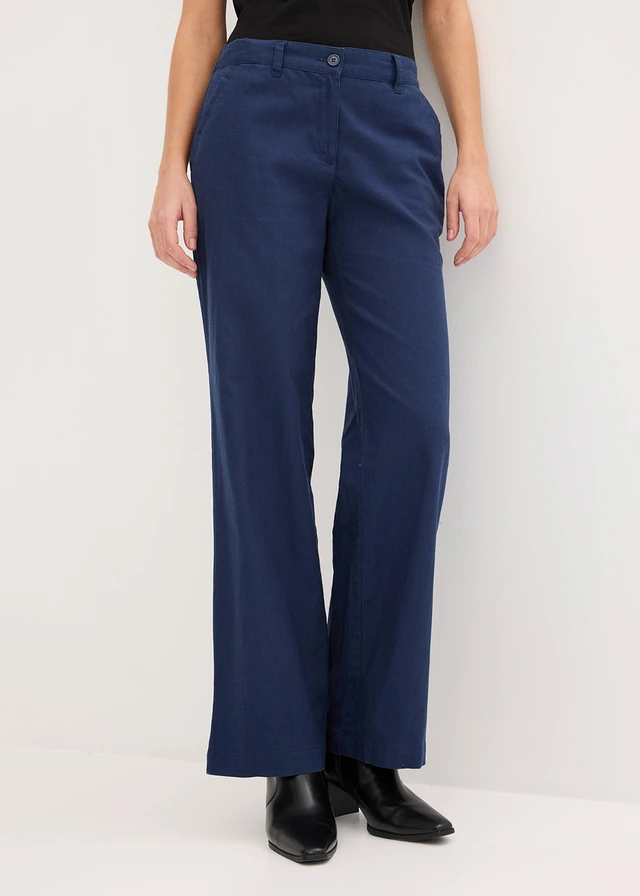 Geweven broek van linnen-katoenmix • donkerblauw • product-page.page-title-suffix