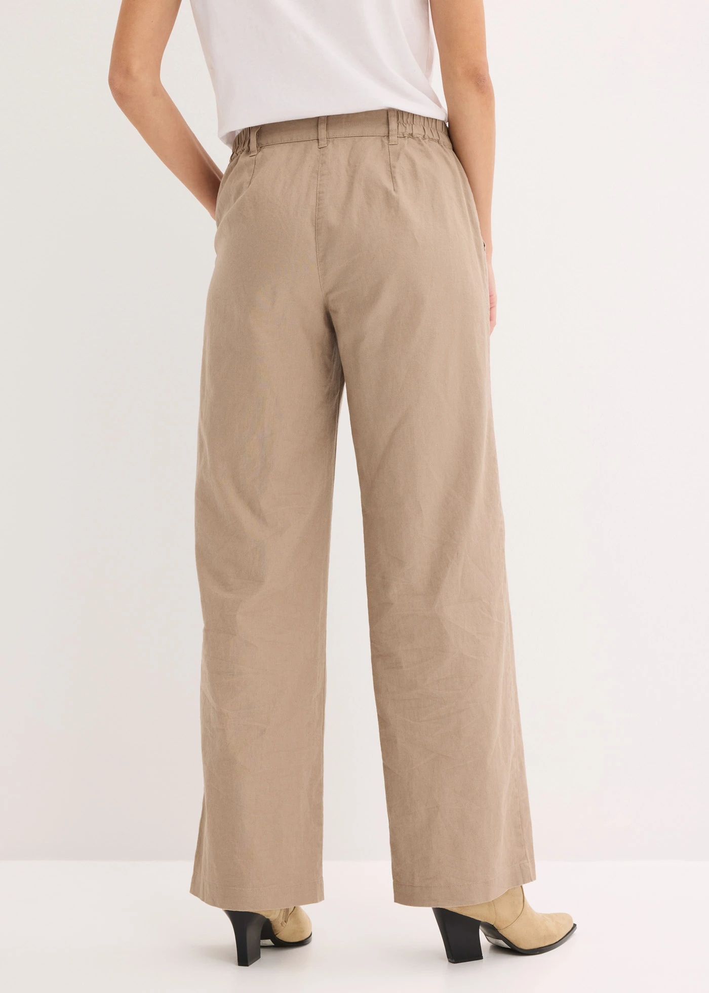 Geweven broek van linnen-katoenmix • taupe • bonprix online shop