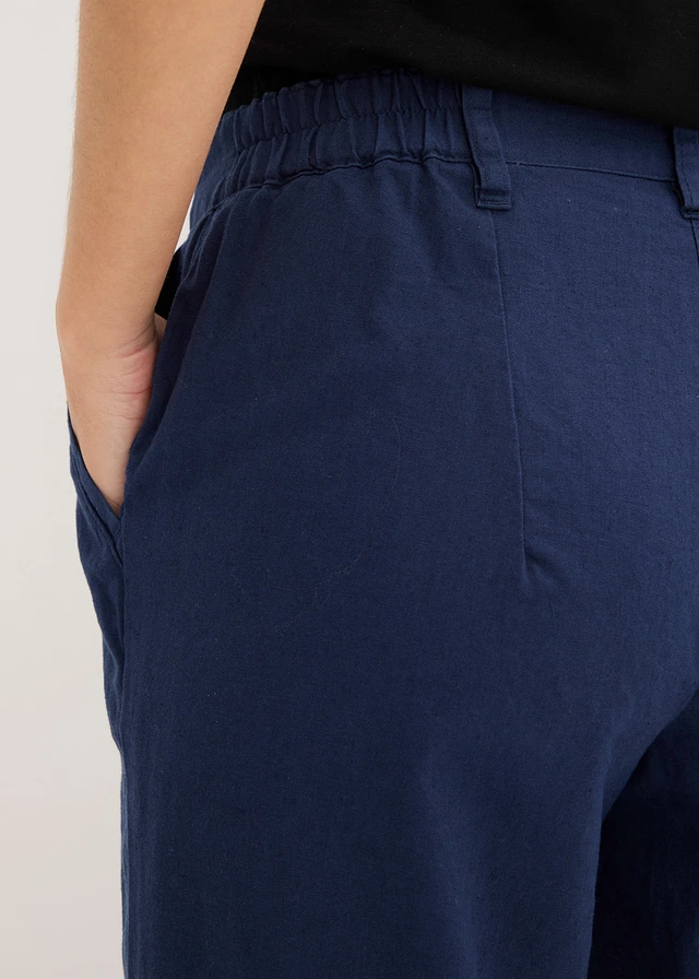 Geweven broek van linnen-katoenmix • donkerblauw • product-page.page-title-suffix