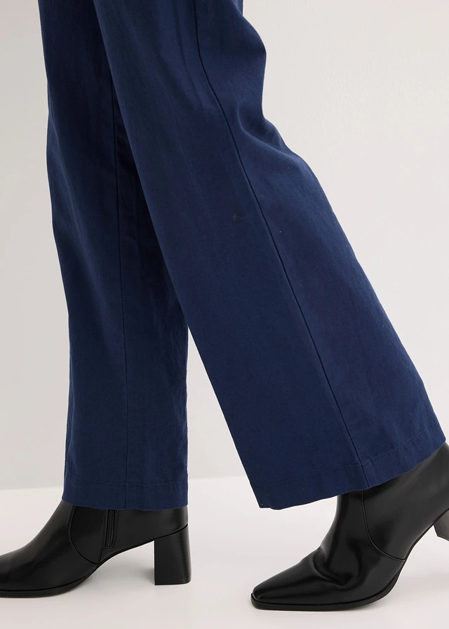 Pantalon tissé en lin et coton • bleu foncé • product-page.page-title-suffix
