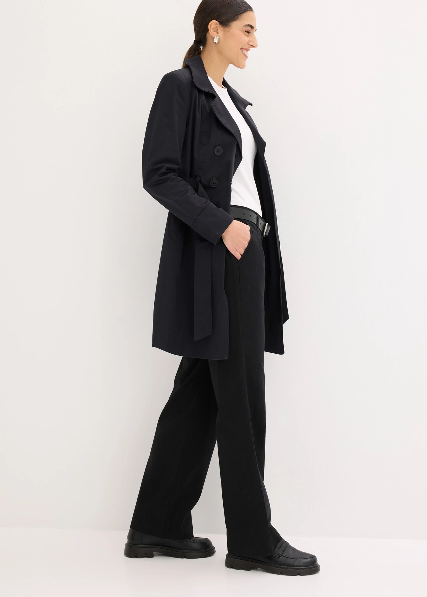 Geweven broek van linnen-katoenmix • zwart • bonprix online shop