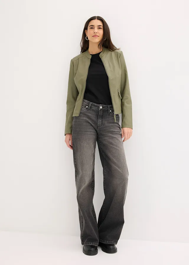 Veste enduite en viscose olive