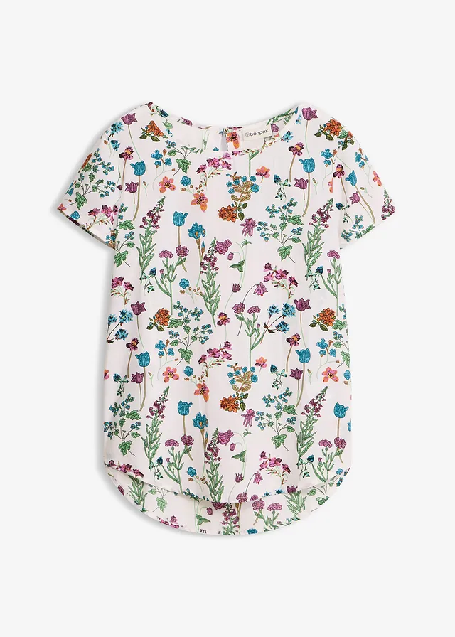 Bluză din tricot • ecru cu flori • magazin bonprix