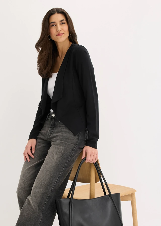 Jersey blazer in een viscosemix • zwart • product-page.page-title-suffix