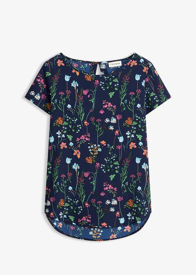 Blouseshirt • middernachtblauw gebloemd • bonprix online shop