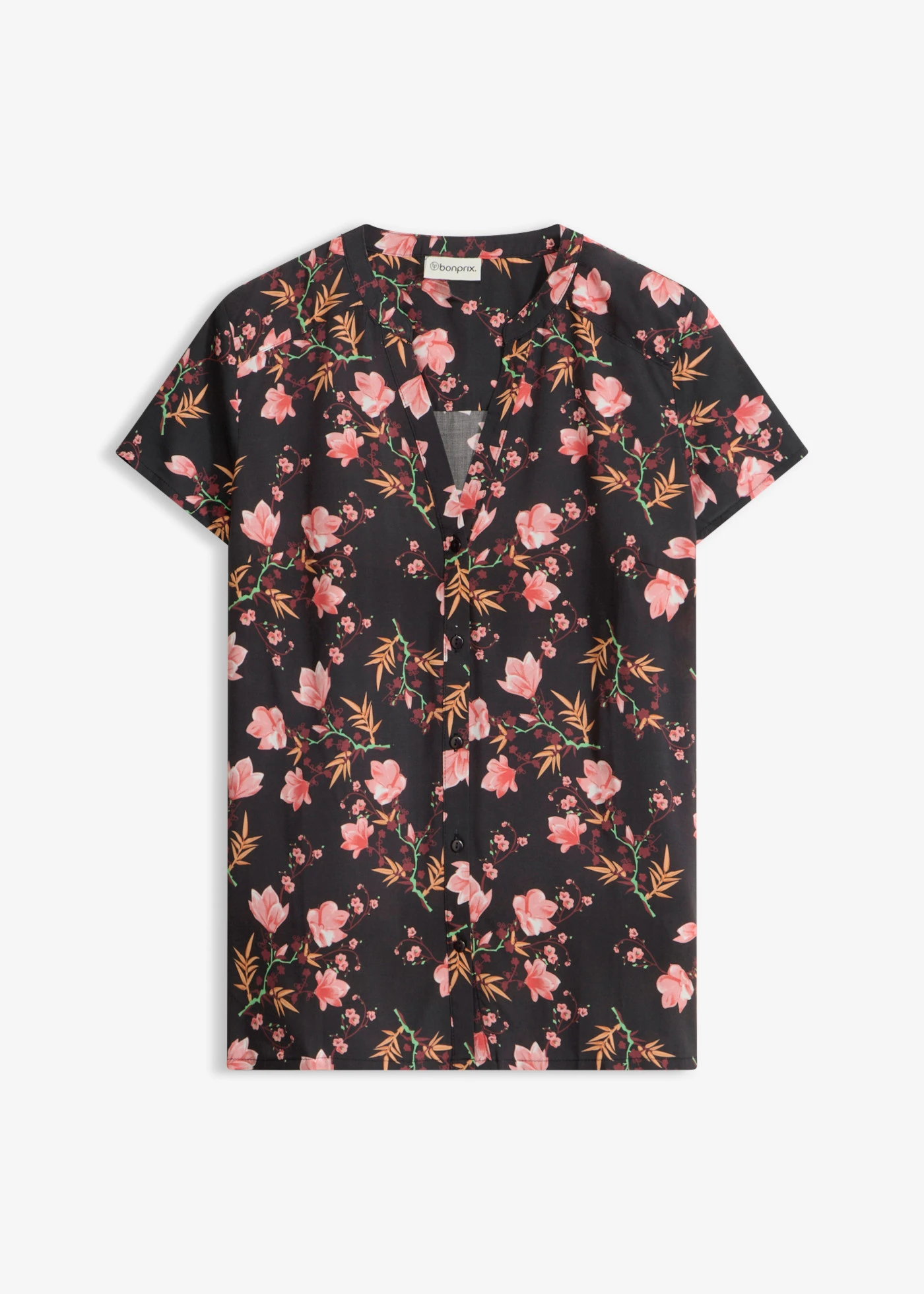 Chemisier manches courtes 100% viscose • noir floral • Boutique bonprix