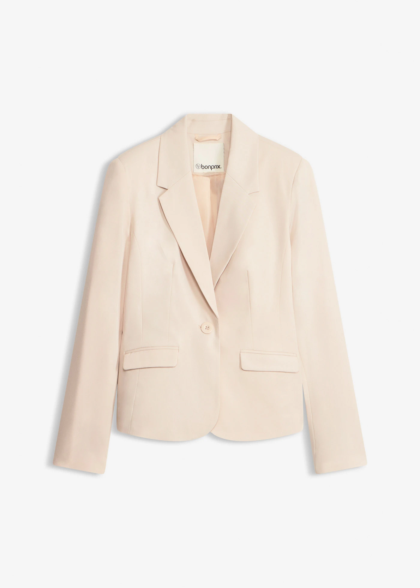 Korte blazer met klepzakken • kiezelbeige • bonprix online shop