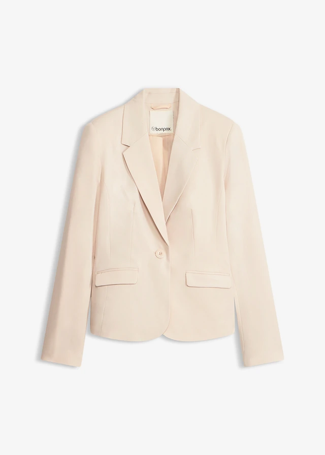 Korte blazer met klepzakken, Kleur: kiezelbeige