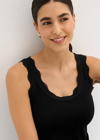 Maiou din amestec moale cu viscoză (set/2 buc.) • negru/ecru • magazin bonprix