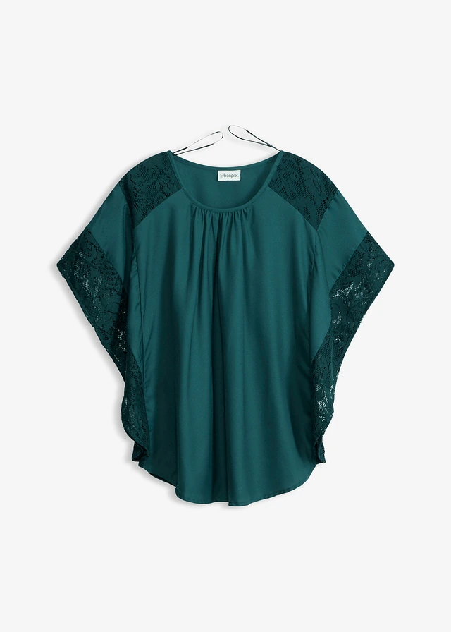 Tunikablúz applikációkkal • mélyzöld • bonprix áruház