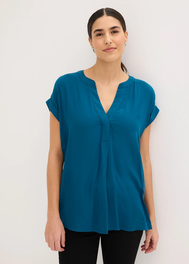 Tuniek van viscose, Kleur: blauwpetrol