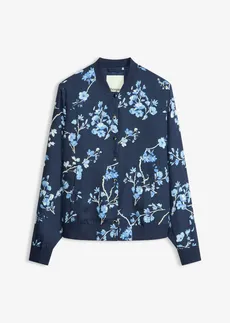 Korte bomber, Kleur: donkerblauw/lichtblauw gebloemd